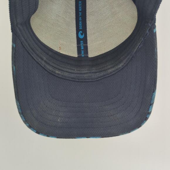 Costa Del Mar Hat Cap Snap Back Blue Palm Mesh Trucker Patch Tropical Fishing - Picture 9 of 11